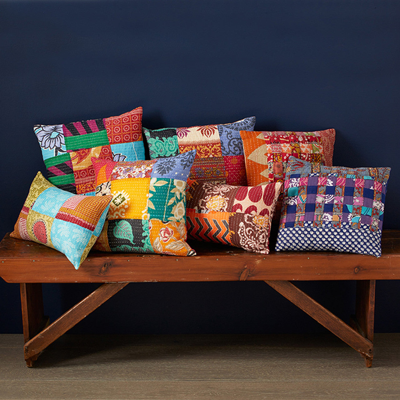 Kantha Patchwork Throw Pillow