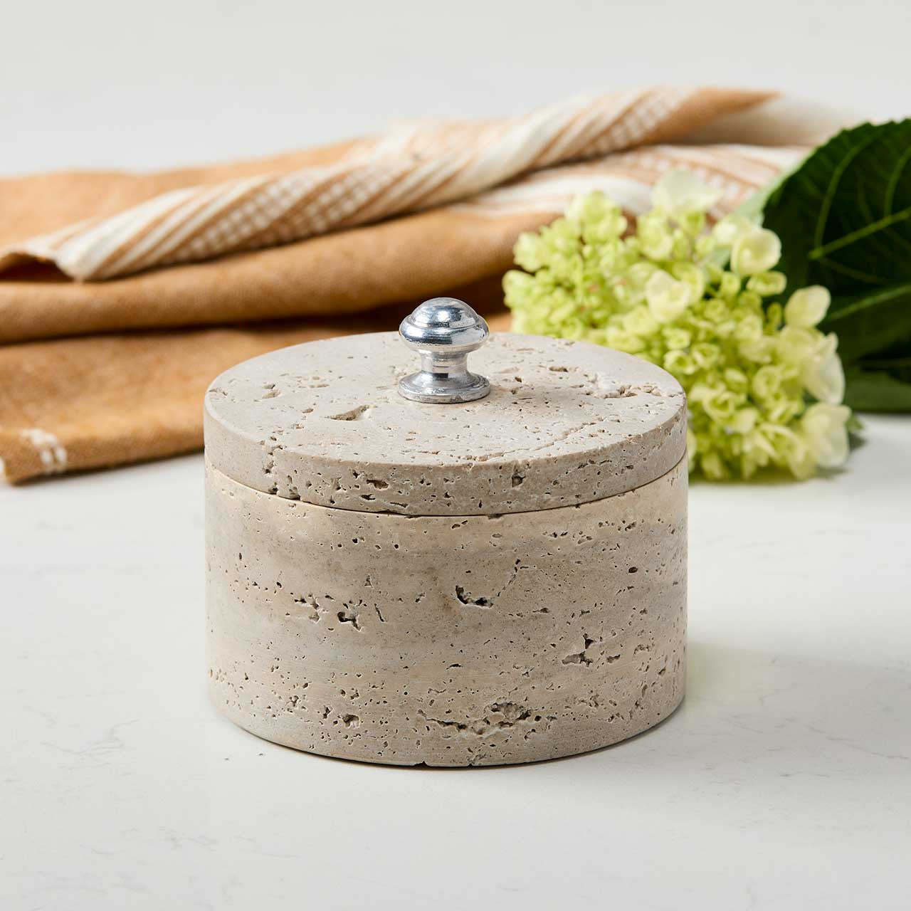 Travertine Lidded Canister