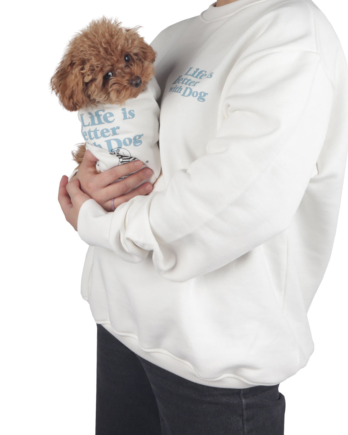 With dog Sweatshirts . For Human . White