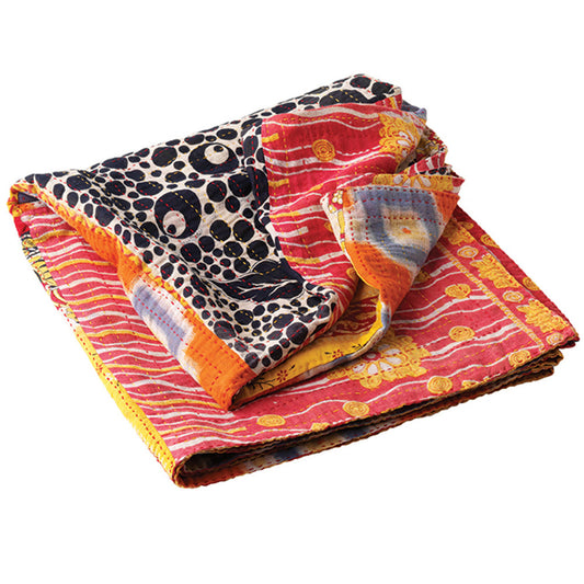 Kantha Patchwork Rainbow Square Throw
